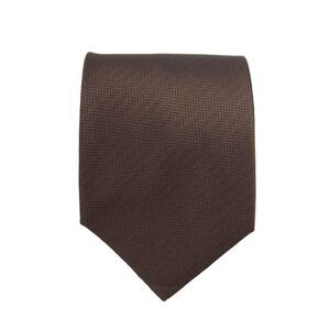 Designer Mens Striped Print Classic Tie Brown